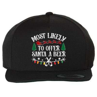 Funny Christmas Most Likely To Offer Santa A Beer Wool Snapback Cap