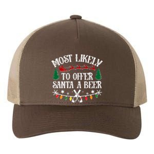 Funny Christmas Most Likely To Offer Santa A Beer Yupoong Adult 5-Panel Trucker Hat