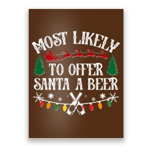 Funny Christmas Most Likely To Offer Santa A Beer Poster