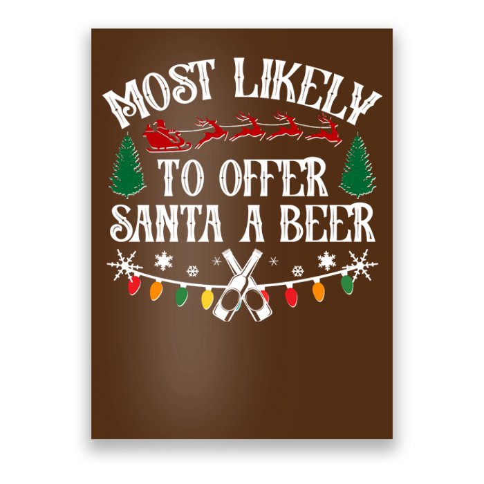 Funny Christmas Most Likely To Offer Santa A Beer Poster