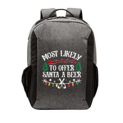 Funny Christmas Most Likely To Offer Santa A Beer Vector Backpack