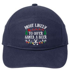 Funny Christmas Most Likely To Offer Santa A Beer 7-Panel Snapback Hat