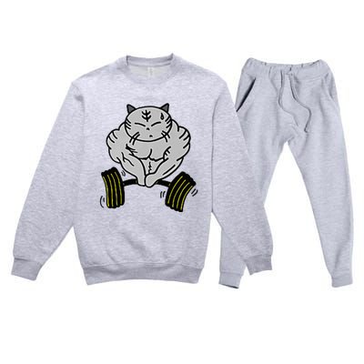 Funny Cat Muscle Premium Crewneck Sweatsuit Set