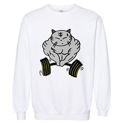 Funny Cat Muscle Garment-Dyed Sweatshirt