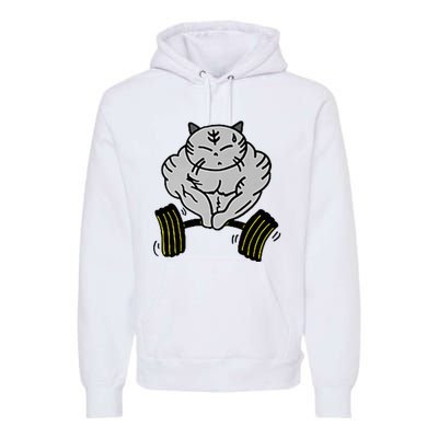 Funny Cat Muscle Premium Hoodie