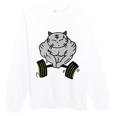 Funny Cat Muscle Premium Crewneck Sweatshirt