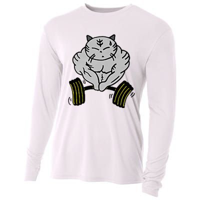 Funny Cat Muscle Cooling Performance Long Sleeve Crew