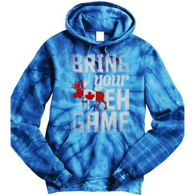 Funny Canadian Moose Maple Leaf Bring Your Eh Game Canada Gift Tie Dye Hoodie