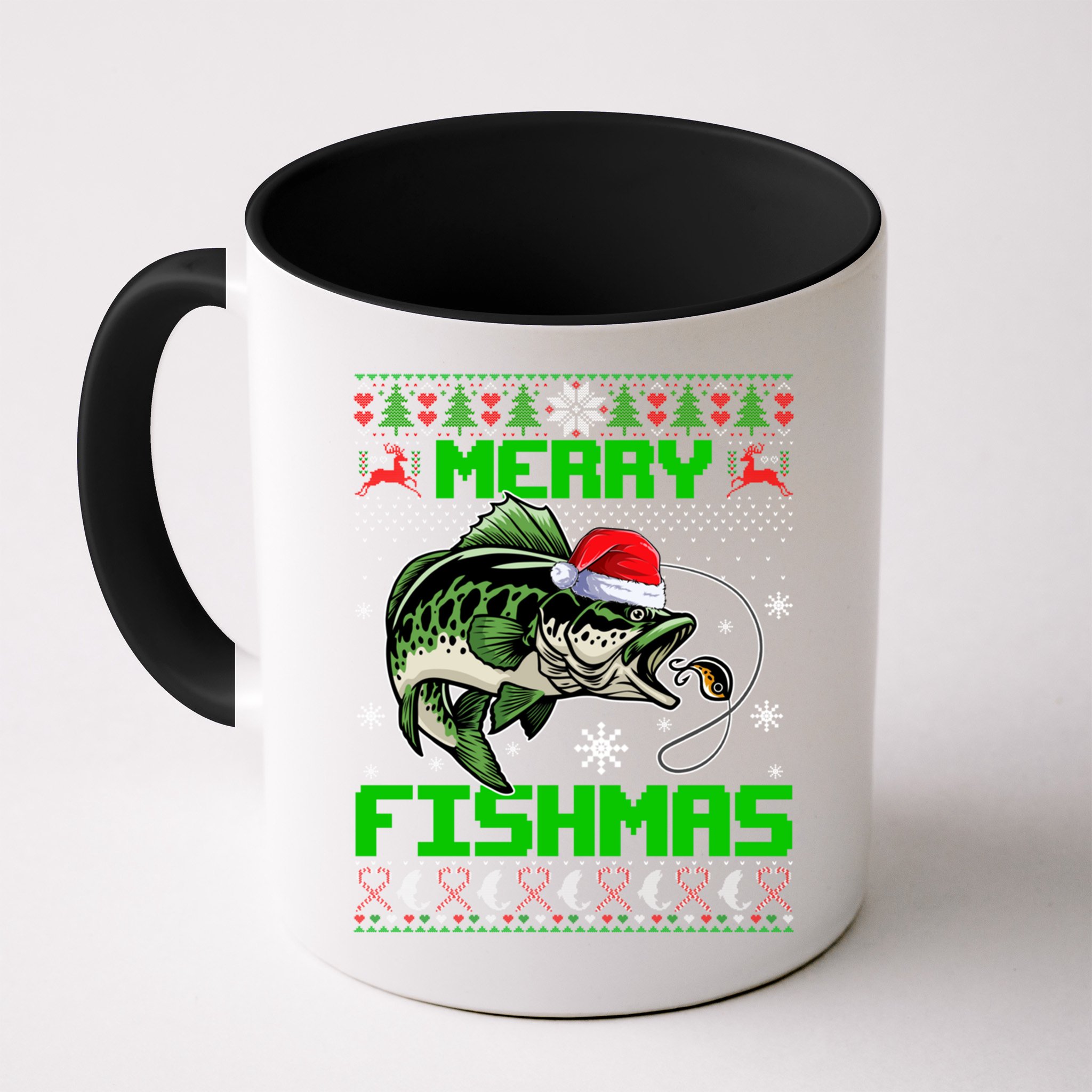 Fishing Christmas Merry Fishmas Bass Fish Ugly Xmas Sweater Cute Gift Mug