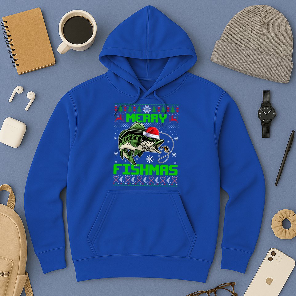Fishing Christmas Merry Fishmas Bass Fish Ugly Xmas Sweater Cute Gift Hoodie