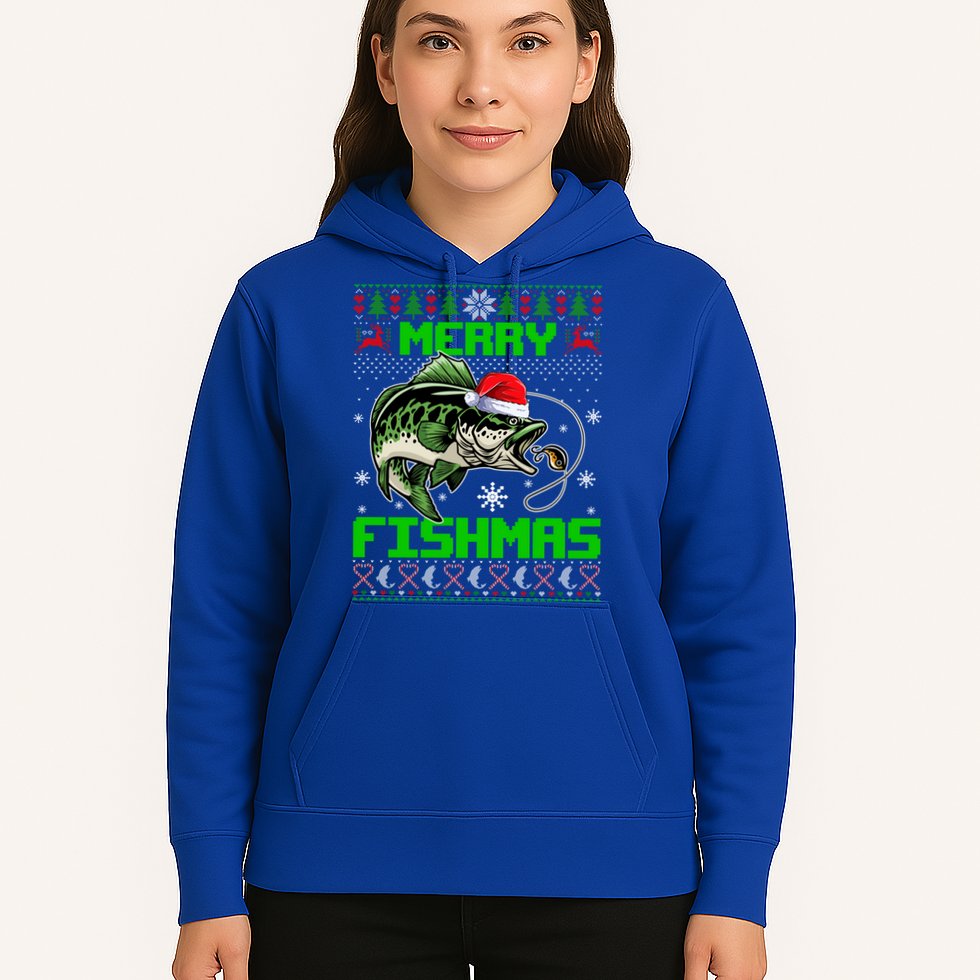 Fishing Christmas Merry Fishmas Bass Fish Ugly Xmas Sweater Cute Gift Hoodie