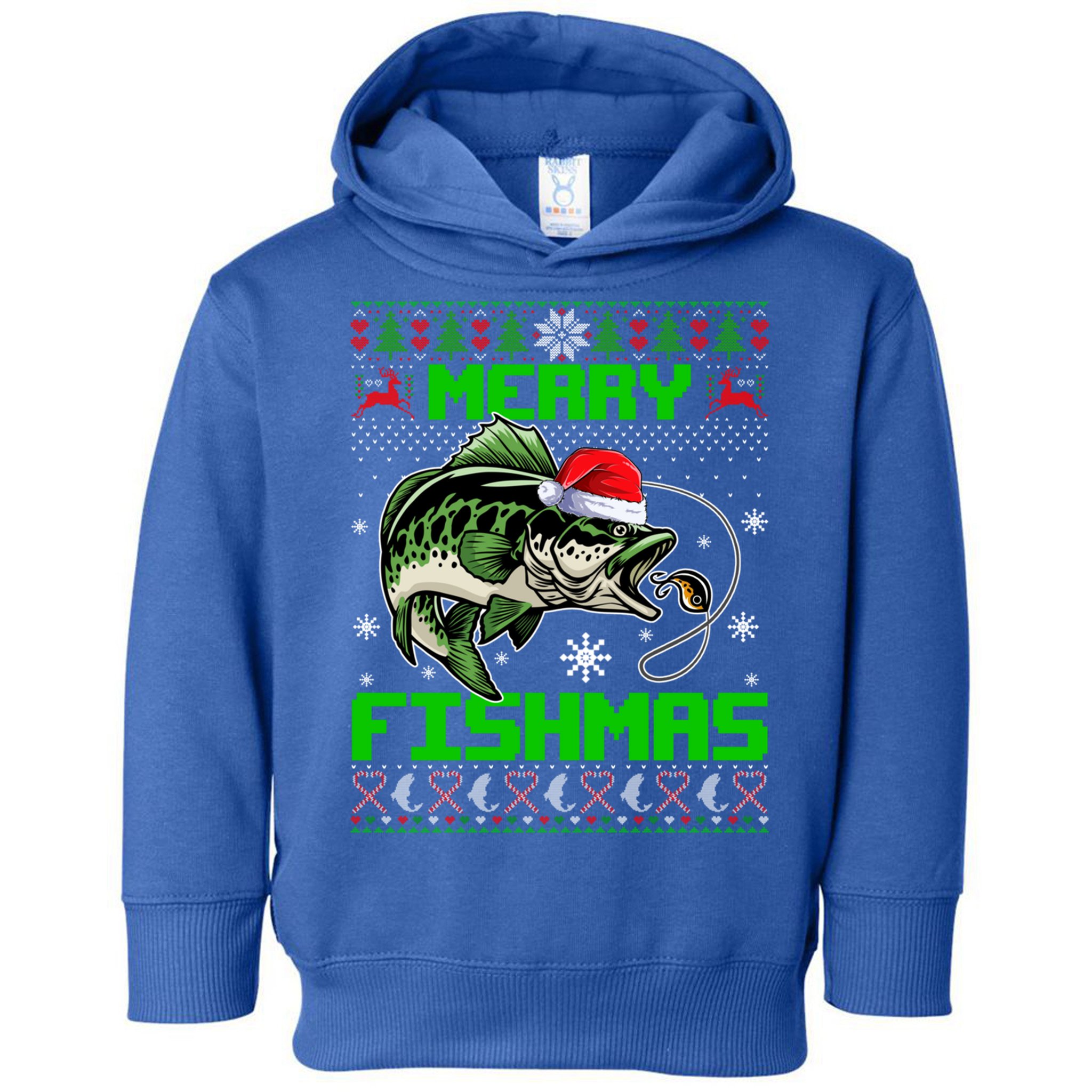 Fishing Christmas Merry Fishmas Bass Fish Ugly Xmas Sweater Cute Gift Toddler Hoodie