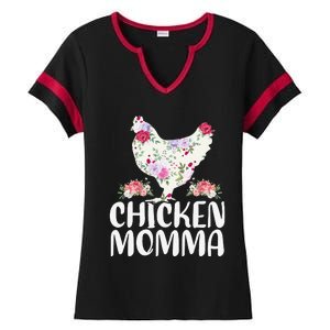 Funny Chicken Momma For Women Mother's Day Ladies Halftime Notch Neck Tee