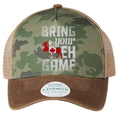 Funny Canadian Moose Maple Leaf Bring Your Eh Game Canada Funny Gift Legacy Tie Dye Trucker Hat