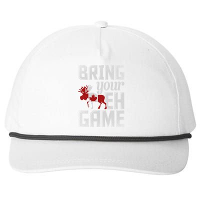 Funny Canadian Moose Maple Leaf Bring Your Eh Game Canada Funny Gift Snapback Five-Panel Rope Hat