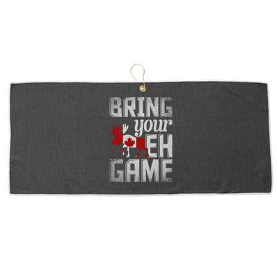 Funny Canadian Moose Maple Leaf Bring Your Eh Game Canada Funny Gift Large Microfiber Waffle Golf Towel