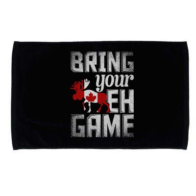 Funny Canadian Moose Maple Leaf Bring Your Eh Game Canada Funny Gift Microfiber Hand Towel