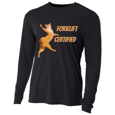 Forklift Certified Meme Funny Forklift Driver Forklift Operator Funny Meme Cooling Performance Long Sleeve Crew