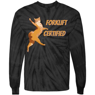 Forklift Certified Meme Funny Forklift Driver Forklift Operator Funny Meme Tie-Dye Long Sleeve Shirt