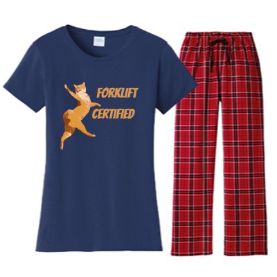 Forklift Certified Meme Funny Forklift Driver Forklift Operator Funny Meme Women's Flannel Pajama Set