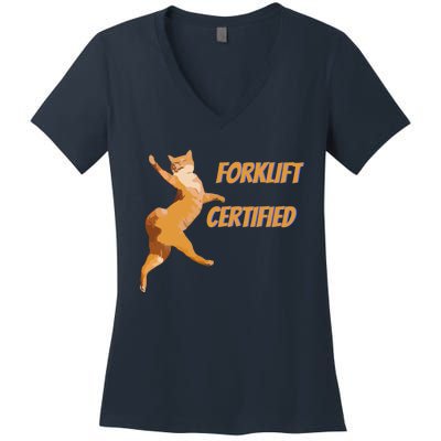 Forklift Certified Meme Funny Forklift Driver Forklift Operator Funny Meme Women's V-Neck T-Shirt