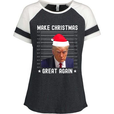 Funny Christmas Make Christmas Great Again Trump Mug Shot Gift Enza Ladies Jersey Colorblock Tee