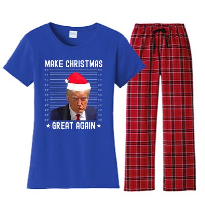 Funny Christmas Make Christmas Great Again Trump Mug Shot Gift Women's Flannel Pajama Set