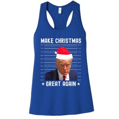 Funny Christmas Make Christmas Great Again Trump Mug Shot Gift Women's Racerback Tank