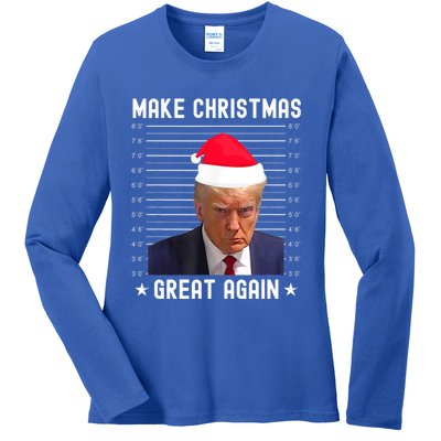 Funny Christmas Make Christmas Great Again Trump Mug Shot Gift Ladies Long Sleeve Shirt