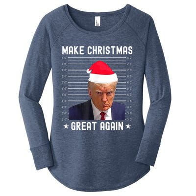 Funny Christmas Make Christmas Great Again Trump Mug Shot Gift Women's Perfect Tri Tunic Long Sleeve Shirt