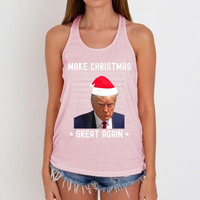 Funny Christmas Make Christmas Great Again Trump Mug Shot Gift Women's Knotted Racerback Tank