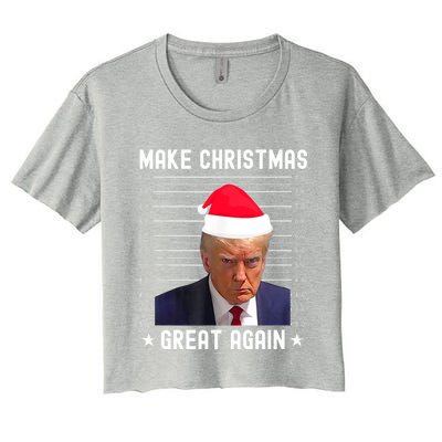 Funny Christmas Make Christmas Great Again Trump Mug Shot Gift Women's Crop Top Tee