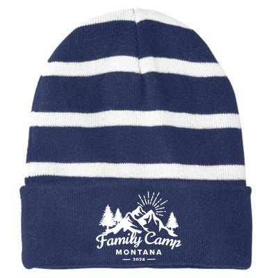 Family Camp Montana 2024 Matching Family Striped Beanie with Solid Band