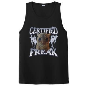 Funny Cat Meme Certified Freak Eat Cement Cursed Cat PosiCharge Competitor Tank