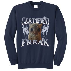 Funny Cat Meme Certified Freak Eat Cement Cursed Cat Sweatshirt