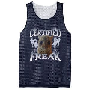 Funny Cat Meme Certified Freak Eat Cement Cursed Cat Mesh Reversible Basketball Jersey Tank