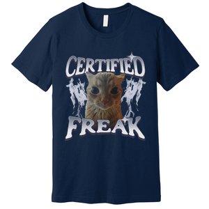 Funny Cat Meme Certified Freak Eat Cement Cursed Cat Premium T-Shirt