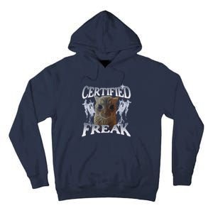 Funny Cat Meme Certified Freak Eat Cement Cursed Cat Tall Hoodie