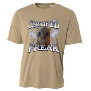 Funny Cat Meme Certified Freak Eat Cement Cursed Cat Cooling Performance Crew T-Shirt