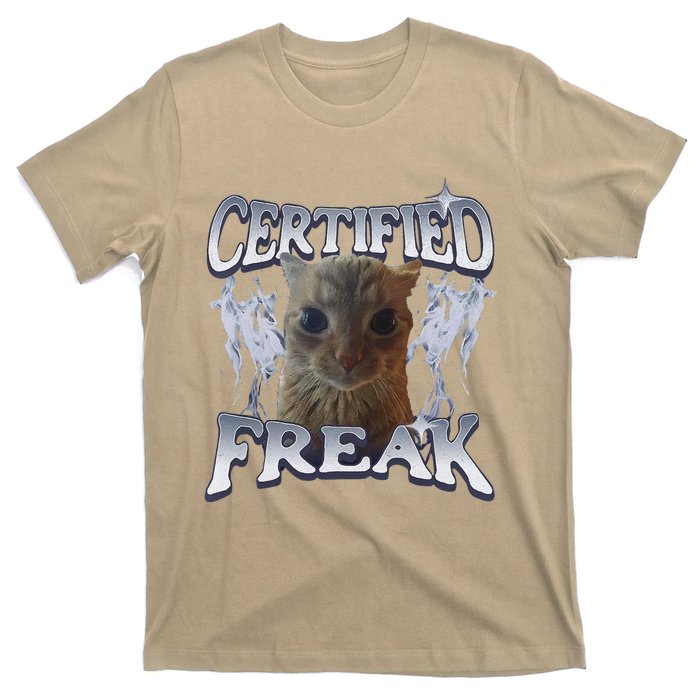 Funny Cat Meme Certified Freak Eat Cement Cursed Cat T-Shirt