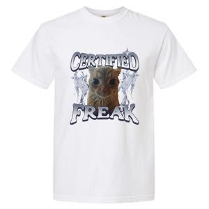 Funny Cat Meme Certified Freak Eat Cement Cursed Cat Garment-Dyed Heavyweight T-Shirt