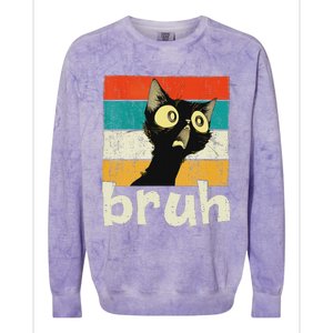 Funny Cat Meme Saying Bruh Ns Colorblast Crewneck Sweatshirt