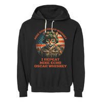 Funny Cat Military Mike Echo Oscar Foxtrot Meow Garment-Dyed Fleece Hoodie