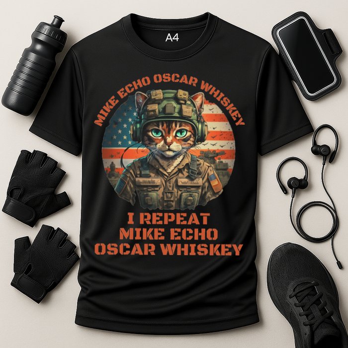 Funny Cat Military Mike Echo Oscar Foxtrot Meow Performance Shirt