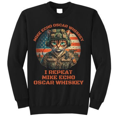 Funny Cat Military Mike Echo Oscar Foxtrot Meow Sweatshirt