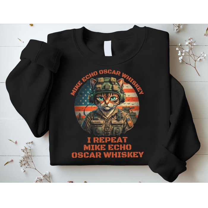 Funny Cat Military Mike Echo Oscar Foxtrot Meow Sweatshirt