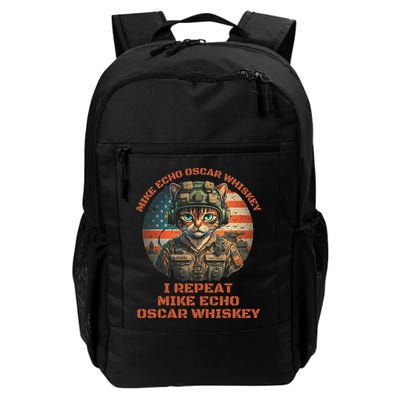 Funny Cat Military Mike Echo Oscar Foxtrot Meow Daily Commute Backpack