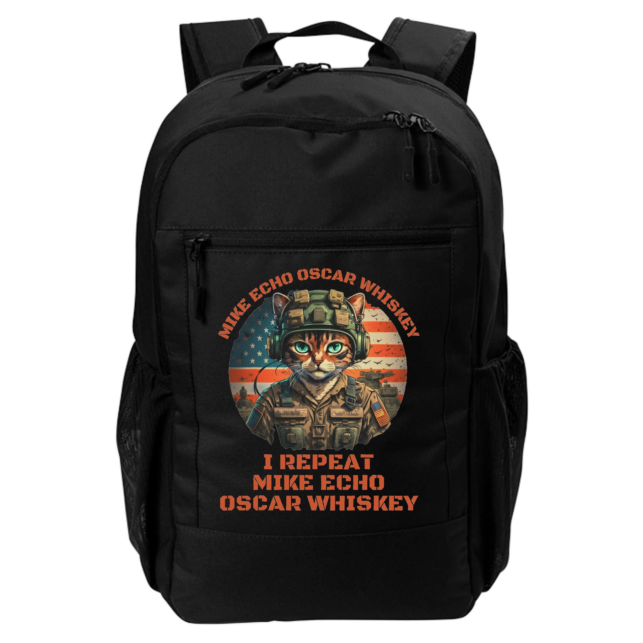 Funny Cat Military Mike Echo Oscar Foxtrot Meow Backpack