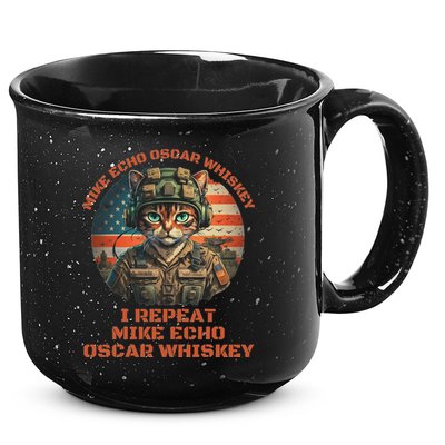Funny Cat Military Mike Echo Oscar Foxtrot Meow 15oz Campfire Ceramic Mug