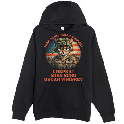 Funny Cat Military Mike Echo Oscar Foxtrot Meow Premium Pullover Hoodie